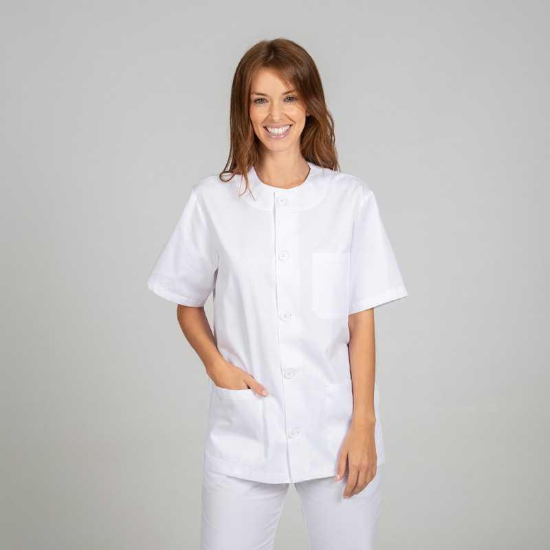 Casaca Sanitaria Unisex Abotonada Blanca