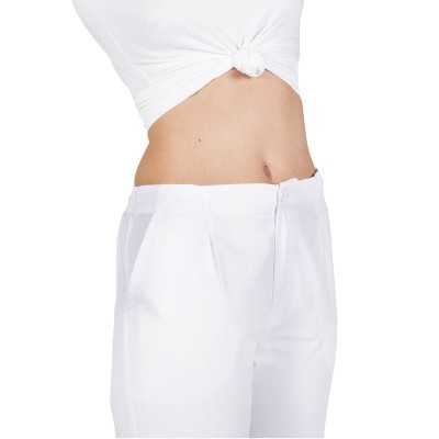 Conjunto Pijama Sanitario Unisex abotonado Sarga Blanca 2